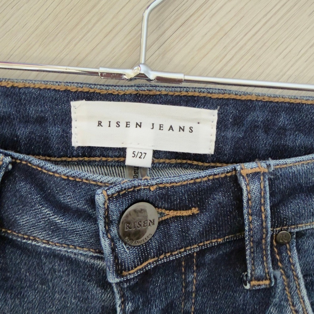 Risen Denim Jeans Size 5/27 Flare Distressed Blue Denim Western High Rise - Picture 7 of 8